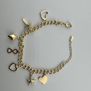 14k Gold Bracelet Dangling Infinity, star, heart